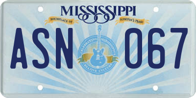 MS license plate ASN067