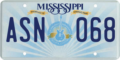 MS license plate ASN068