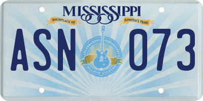MS license plate ASN073