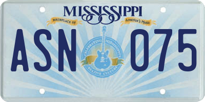 MS license plate ASN075