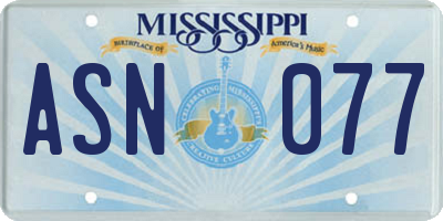 MS license plate ASN077