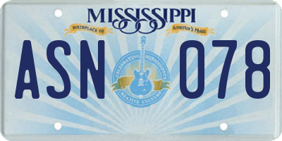 MS license plate ASN078