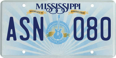 MS license plate ASN080