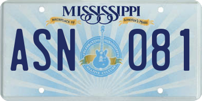 MS license plate ASN081