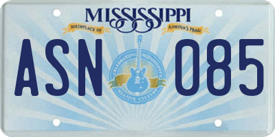MS license plate ASN085
