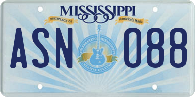 MS license plate ASN088