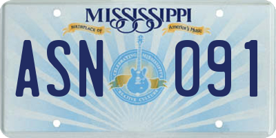 MS license plate ASN091