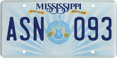 MS license plate ASN093