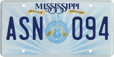 MS license plate ASN094