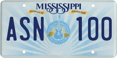 MS license plate ASN100