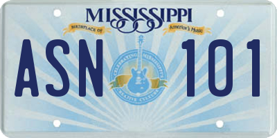 MS license plate ASN101