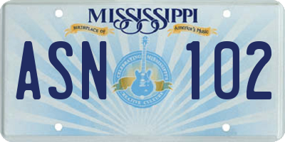 MS license plate ASN102