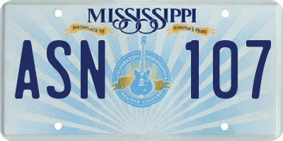 MS license plate ASN107