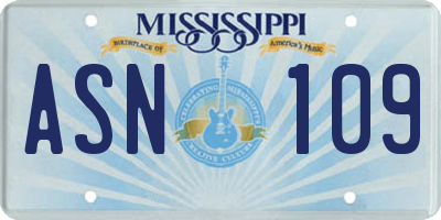 MS license plate ASN109