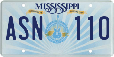 MS license plate ASN110