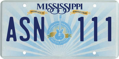 MS license plate ASN111