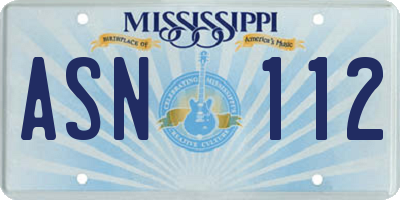 MS license plate ASN112
