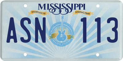 MS license plate ASN113
