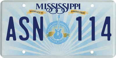 MS license plate ASN114
