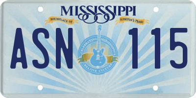 MS license plate ASN115