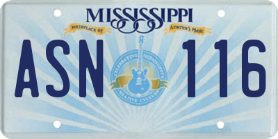 MS license plate ASN116