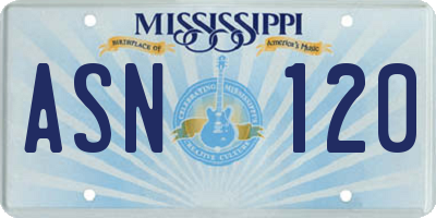 MS license plate ASN120