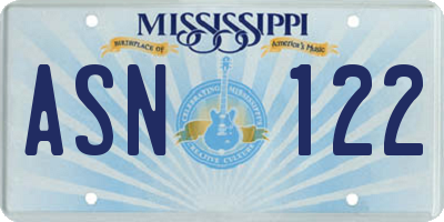 MS license plate ASN122
