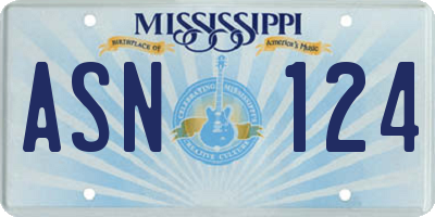MS license plate ASN124