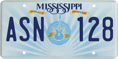 MS license plate ASN128