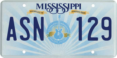 MS license plate ASN129