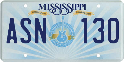 MS license plate ASN130