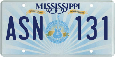 MS license plate ASN131
