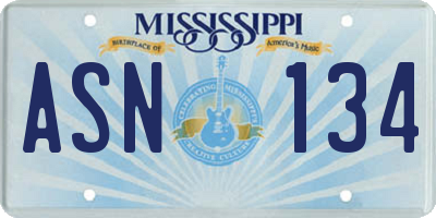 MS license plate ASN134