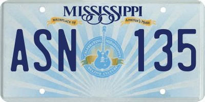 MS license plate ASN135