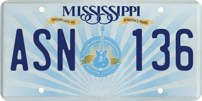 MS license plate ASN136