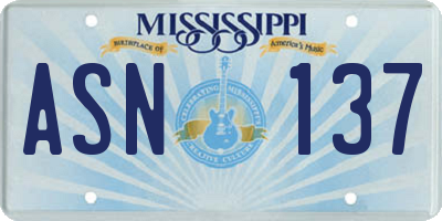 MS license plate ASN137
