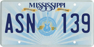MS license plate ASN139