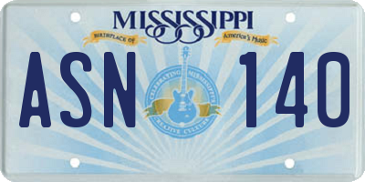 MS license plate ASN140