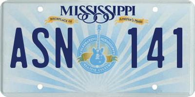 MS license plate ASN141