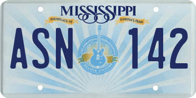 MS license plate ASN142