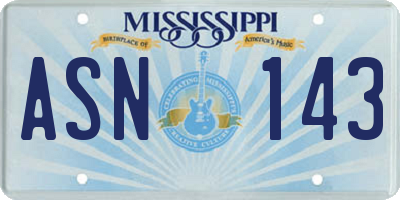 MS license plate ASN143