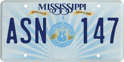 MS license plate ASN147