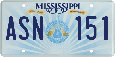 MS license plate ASN151