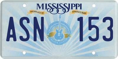 MS license plate ASN153