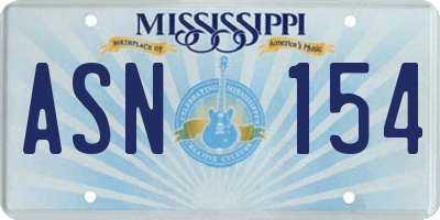 MS license plate ASN154