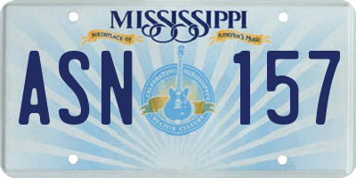 MS license plate ASN157