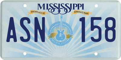 MS license plate ASN158
