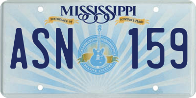 MS license plate ASN159