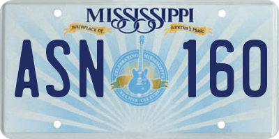 MS license plate ASN160