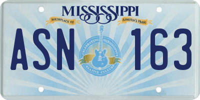 MS license plate ASN163